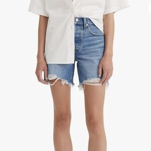 Levi's 501 long destressed denim shorts 31